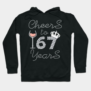 Queen Girl Drink Wine Cheers To 67 Years Old Happy Birthday Hoodie